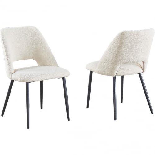 SC199 Dining Chair in Beige Polar Fleece & Gray Painted Iron (Set of 2)