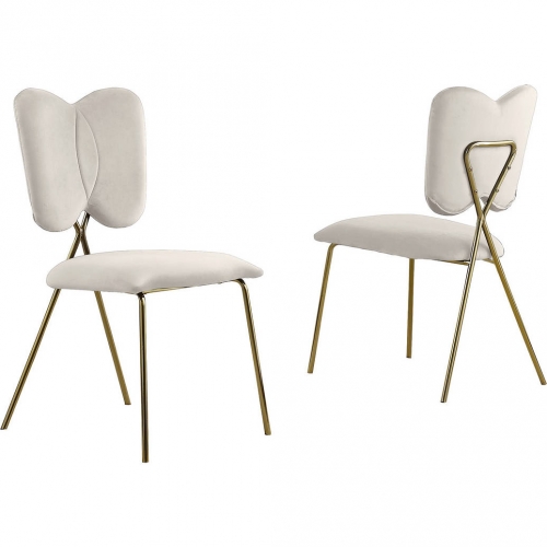 SC24 Winged Dining Chair in Cream Velvet & Gold Chrome (Set of 4)