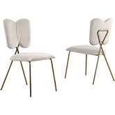 SC24 Winged Dining Chair in Cream Velvet & Gold Chrome (Set of 4)