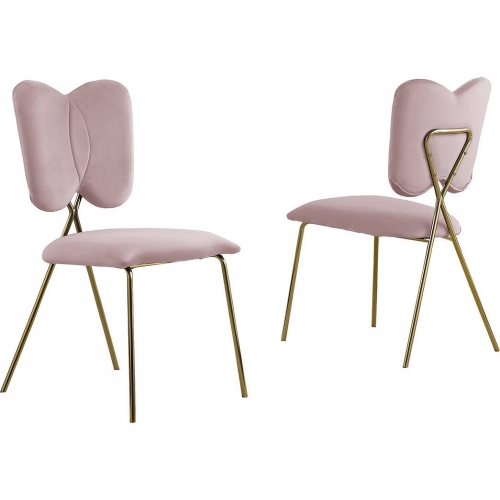 SC24 Winged Dining Chair in Pink Velvet & Gold Chrome (Set of 4)