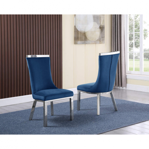 SC271 Dining Chair in Navy Blue Velvet & Stainless Steel (Set of 2)