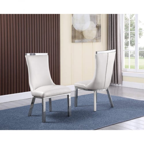 SC273 Dining Chair in White Leatherette & Stainless Steel (Set of 2)