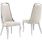 SC313 Dining Chair in Diamond Stitched Cream Velvet & Chrome (Set of 2)