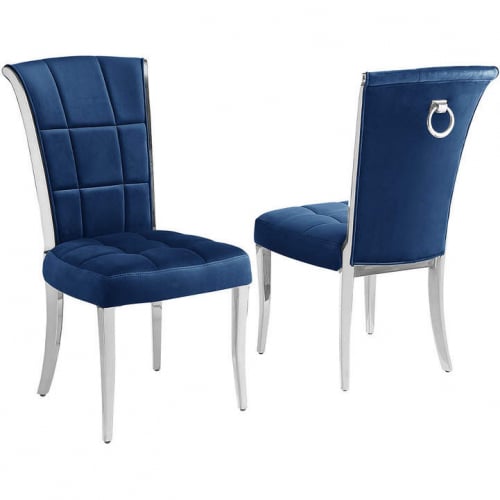 SC321 Dining Chair in Navy Blue Velvet & Chrome (Set of 2)