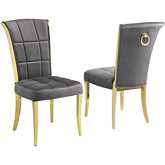 SC324 Dining Chair in Dark Gray Velvet & Gold Chrome (Set of 2)