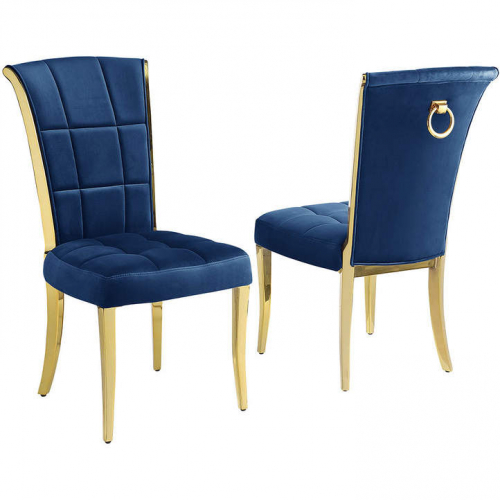 SC325 Dining Chair in Navy Blue Velvet & Gold Chrome (Set of 2)