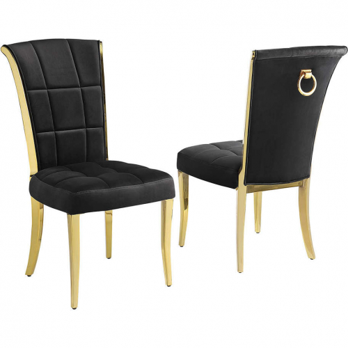 SC326 Dining Chair in Black Velvet & Gold Chrome (Set of 2)