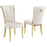 SC327 Dining Chair in Cream Velvet & Gold Chrome (Set of 2)