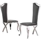 SC30 Dining Chair in Dark Gray Velvet & Silver Stainless Steel (Set of 2)