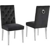 SC70 Dining Chair in Tufted Black Velvet & Silver Chrome (Set of 2)