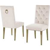 SC70 Dining Chair in Tufted Cream Velvet & Gold Chrome (Set of 2)