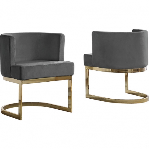 SC90 Dining or Accent Chair in Dark Gray Velvet & Gold Chrome