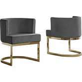 SC90 Dining or Accent Chair in Dark Gray Velvet & Gold Chrome