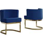 SC90 Dining or Accent Chair in Navy Blue Velvet & Gold Chrome