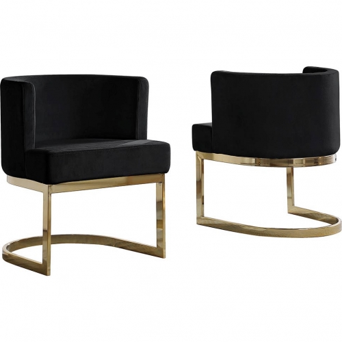 SC90 Dining or Accent Chair in Black Velvet & Gold Chrome