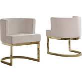 SC90 Dining or Accent Chair in Cream Velvet & Gold Chrome