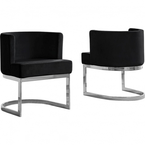 SC90 Dining or Accent Chair in Black Velvet & Silver Chrome