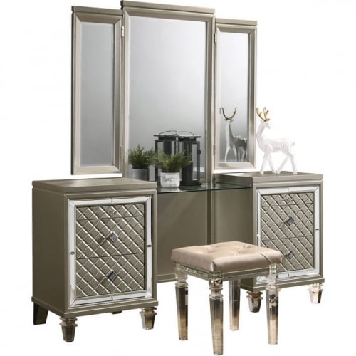 Ven Bedroom Vanity in Champagne Silver Wood