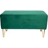 Eloise Bench in Green Sky Fabric & Gold Metal