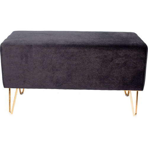 Eloise Bench in Black Sky Fabric & Gold Metal