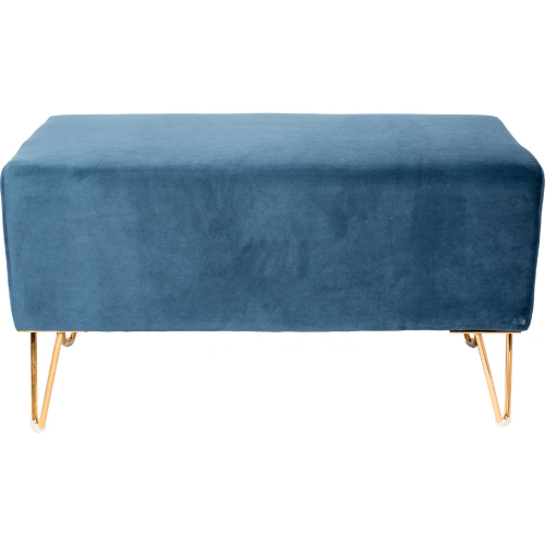 Eloise Bench in Navy Blue Sky Fabric & Gold Metal