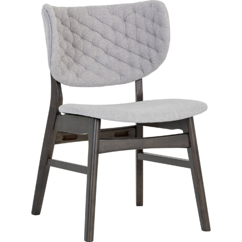 Petra Dining Chair Rustic Grey Finish Wood & Light Grey Fabric (Set of 2)