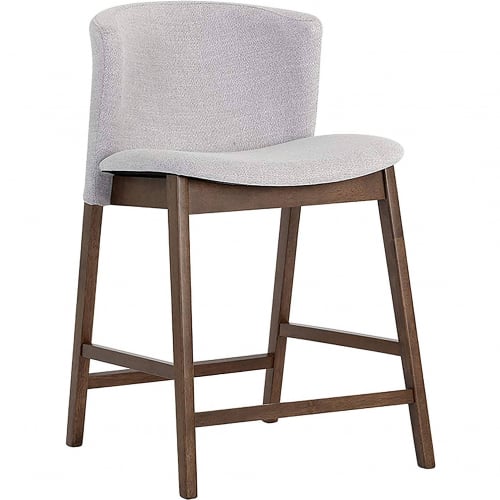 Hadley Counter Stool in Light Grey Fabric & Distressed Walnut Finish Wood