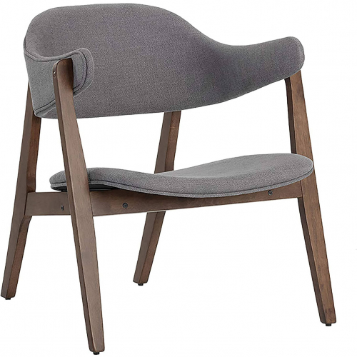 Ella Chair Accent Chair in Dark Grey Fabric & Walnut Finish