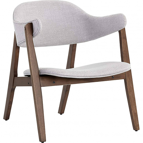 Ella Chair Accent Chair in Light Grey Fabric & Walnut Finish