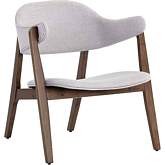 Ella Chair Accent Chair in Light Grey Fabric & Walnut Finish