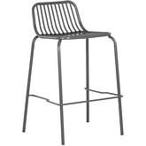 Cypress Outdoor Counter Stool in Dark Grey Powder Coated Steel (Set of 2)