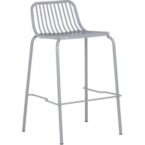 Cypress Outdoor Bar Stool in Silver Powder Coated Steel (Set of 2)