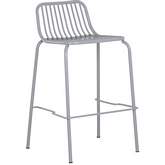 Cypress Outdoor Bar Stool in Silver Powder Coated Steel (Set of 2)