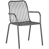 Cypress Outdoor Dining Chair in Dark Grey Powder Coated Steel (Set of 2)