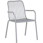 Cypress Outdoor Dining Chair in Silver Powder Coated Steel (Set of 2)