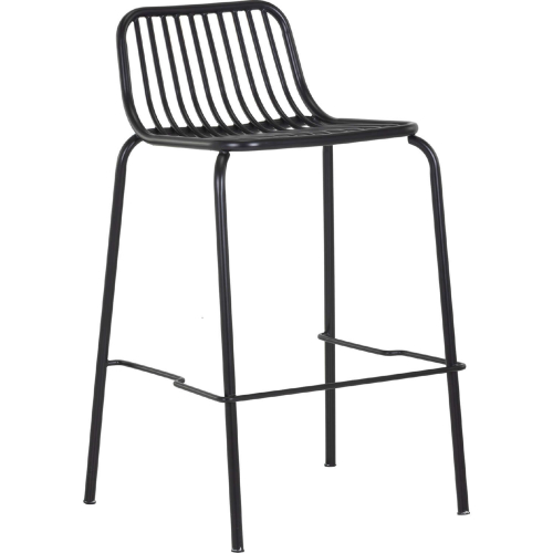 Cypress Outdoor Counter Stool in Black Powder Coated Steel (Set of 2)