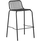 Cypress Outdoor Counter Stool in Black Powder Coated Steel (Set of 2)