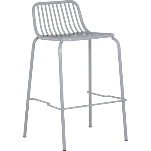 Cypress Outdoor Counter Stool in Silver Powder Coated Steel (Set of 2)