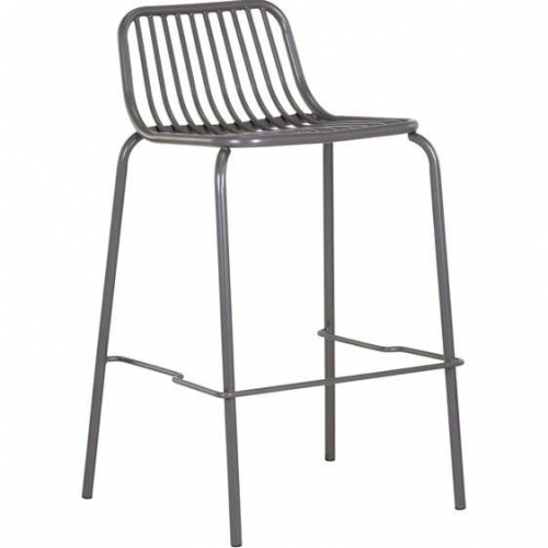 Cypress Outdoor Bar Stool in Dark Grey Powder Coated Steel (Set of 2)