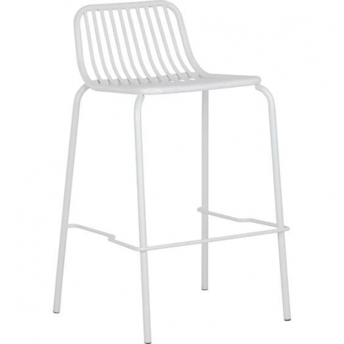 Cypress Outdoor Bar Stool in White Powder Coated Steel (Set of 2)