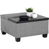 Aldo Lift Top Storage Ottoman in Light Grey Fabric & Black Wood