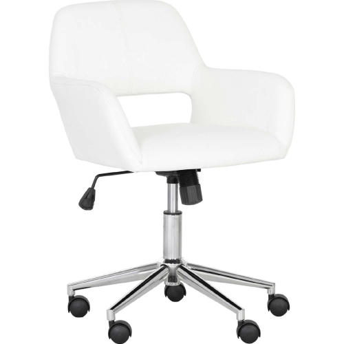 Alassio Office Chair in White Eco Leather & Chrome