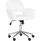 Alassio Office Chair in White Eco Leather & Chrome