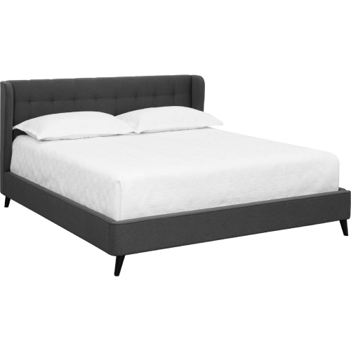 Viviana King Bed in Tufted Dark Grey Fabric