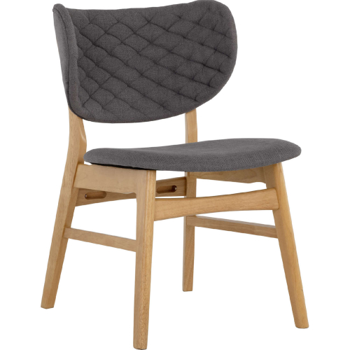 Petra Dining Chair in Natural Finish Wood & Dark Grey Fabric (Set of 2)