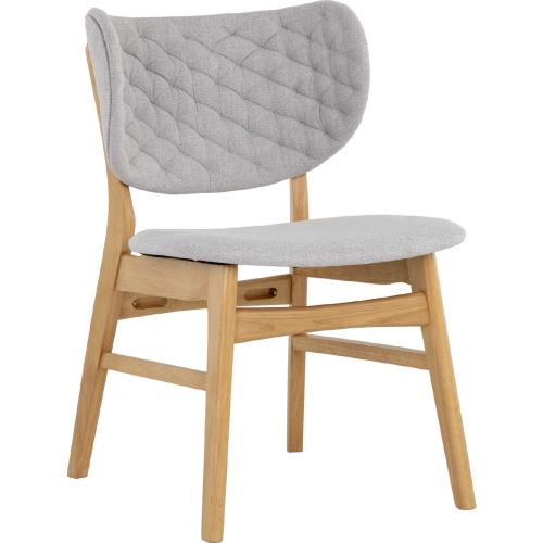 Petra Dining Chair in Natural Finish Wood & Light Grey Fabric (Set of 2)