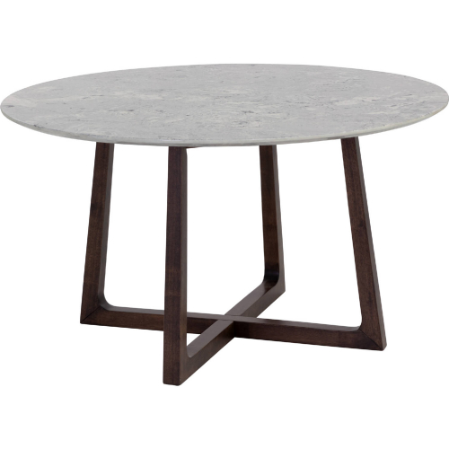 Cortleigh 53" Round Dining Table in Grey Faux Marble & Wood