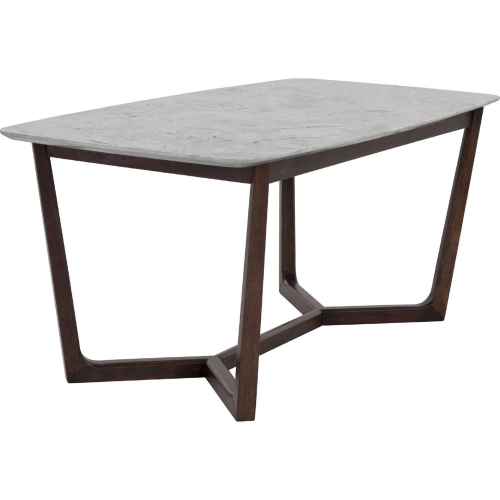 Ledbury 70.5" Dining Table in Grey Faux Marble & Dark Brown Wood