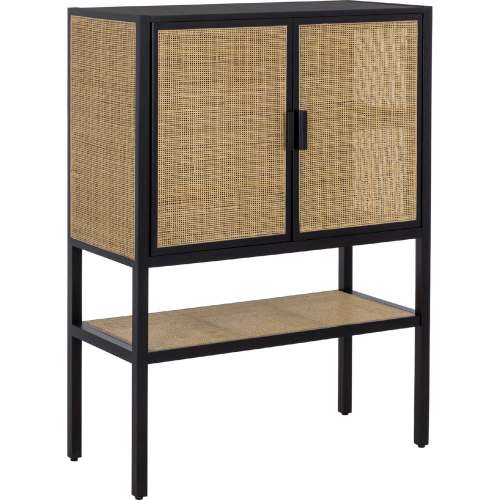 Kezia Sideboard in Black Wood & Rattan