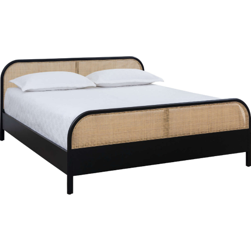 Breeze King Bed in Black Wood & Rattan